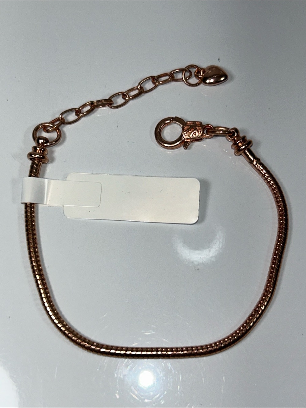 NWOT Hypoallergenic Stainless Steel Rose Gold Plate Euro Pandora Style Bracelet